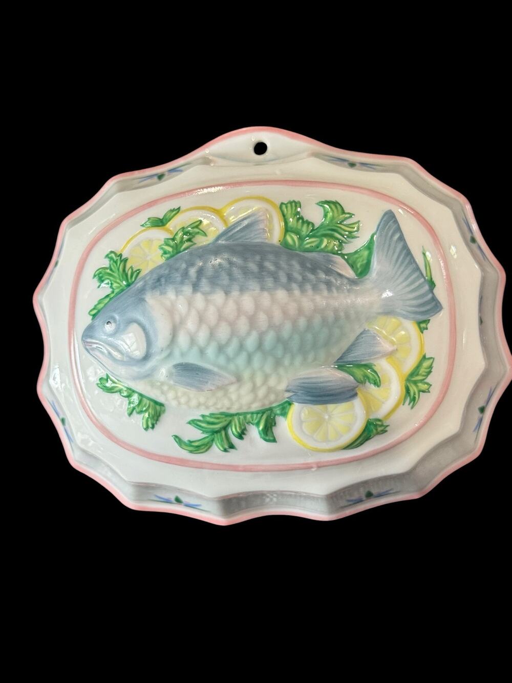 Le Cordon Bleu Franklin Mint Fish & Lemons Ceramic Wall Jello Mold